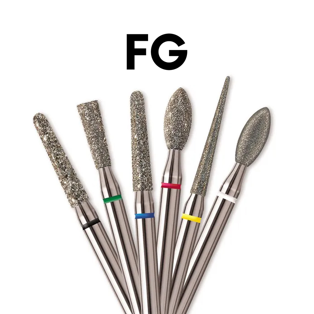 Kit de brocas diamantadas FG Option, formatos variados com anéis coloridos de granulação