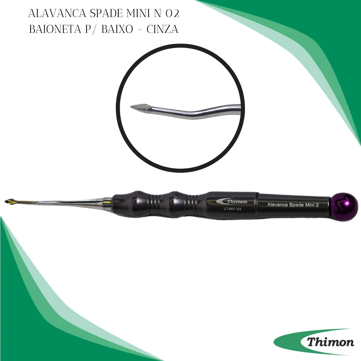 ALAVANCA SPADE MINI 02 BAIONETA P/BAIXO CABO CINZA