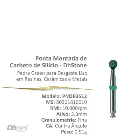 PONTA MONTADA DE CARBETO DE SILÍCIO DHSTONE - PEDRA GREEN CA