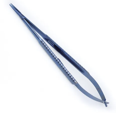 PORTA AGULHA CASTROVIEJO 18CM C/VIDEA RETO AZUL