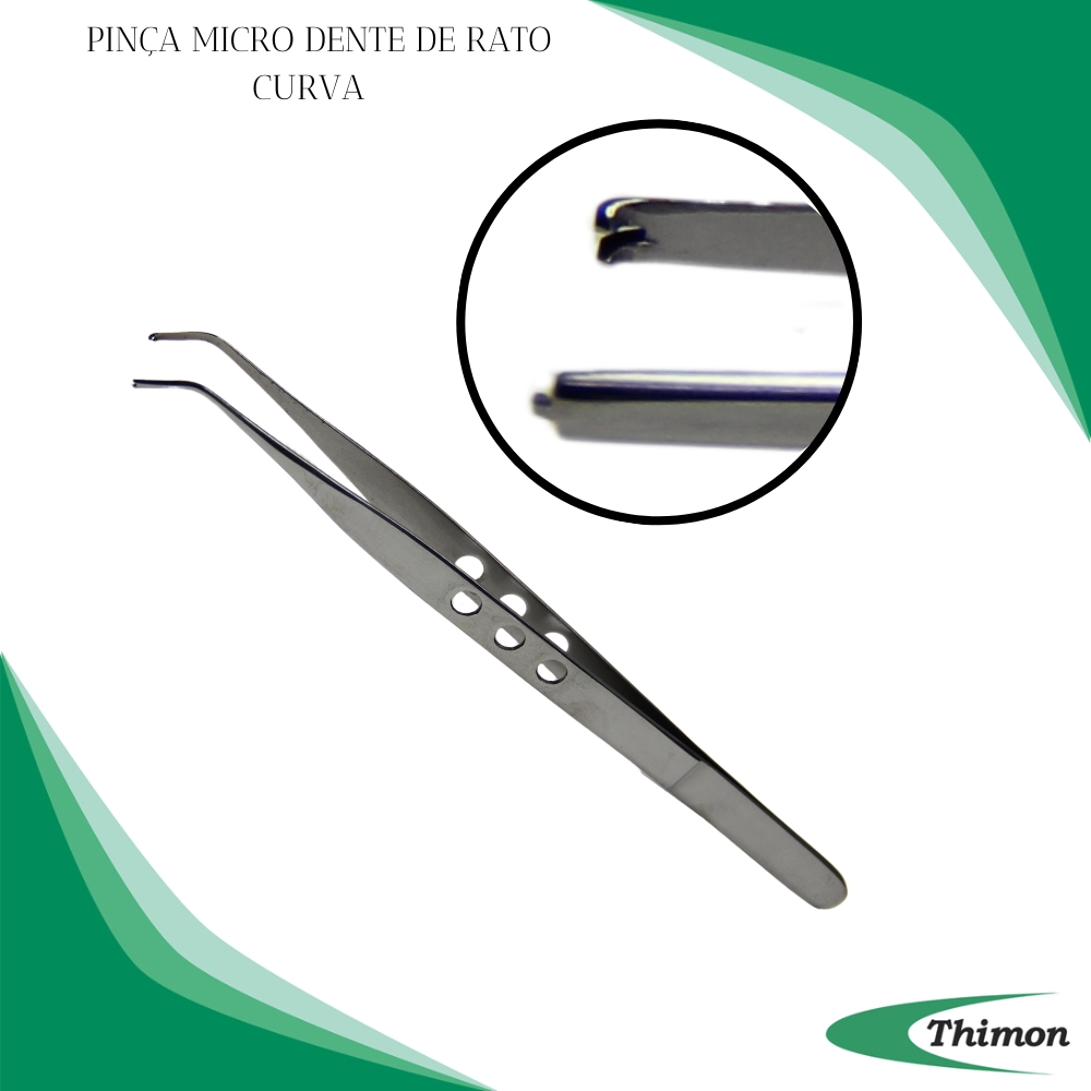 Pinça Micro Dente de Rato Curva 12cm